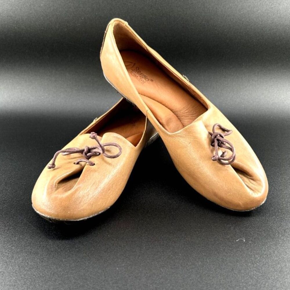 Sergio Tomani Tuka Leather Slip On Wm's Shoes/Flats Sz 7.5 Brown Miel